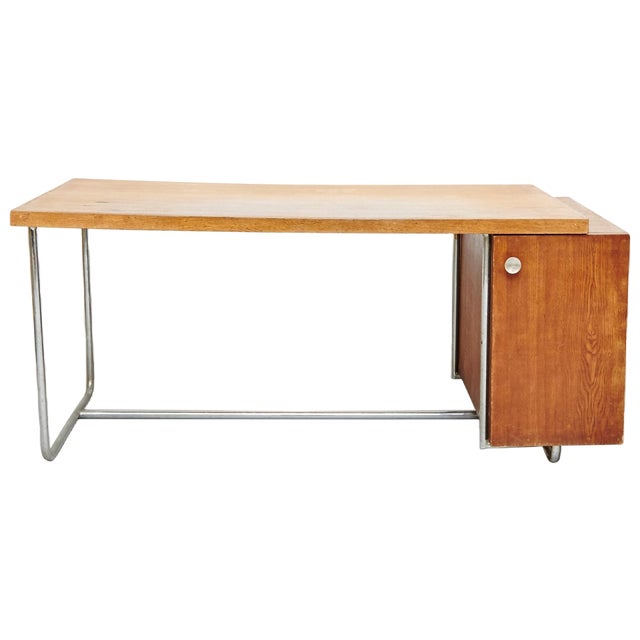 Large Bauhaus Desk in Wood and Tubular Metal, 1930 For Sale