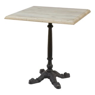Matthew Izzo Home Avignon Lightly Distressed Oak French Bistro Table With Cast Iron Base - Square For Sale