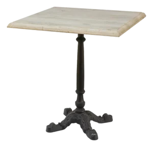 Matthew Izzo Home Avignon Lightly Distressed Oak French Bistro Table With Cast Iron Base - Square