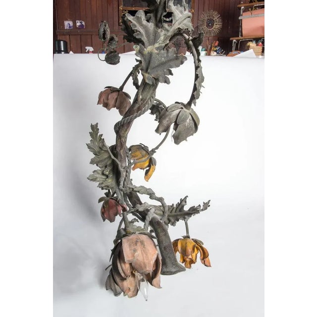 1920s Wrought Iron Floral Vine Chandelier For Sale - Image 10 of 13