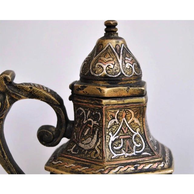 Metal Silver Inlaid Antique Tea Pot Mosul Ayyubid For Sale - Image 7 of 11