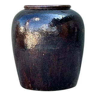 Vintage Glazed Ceramic Martaban Urn For Sale