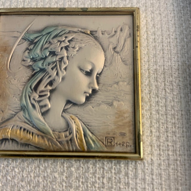 Vintage Italian Framed Miniature Virgin Mary Portrait For Sale - Image 4 of 8