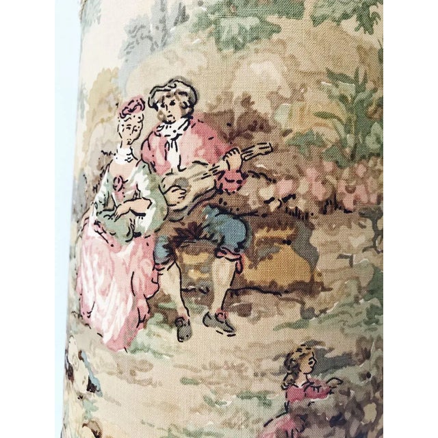 1920s Victorian Style Brass Table Lamp with Lampshade in Romantic Love Scene, 1930s For Sale - Image 5 of 18