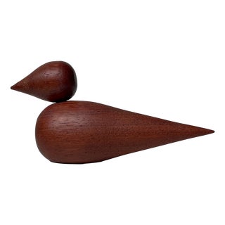 Vintage Minimalist Danish Teak Bird Figurine, 1960s For Sale