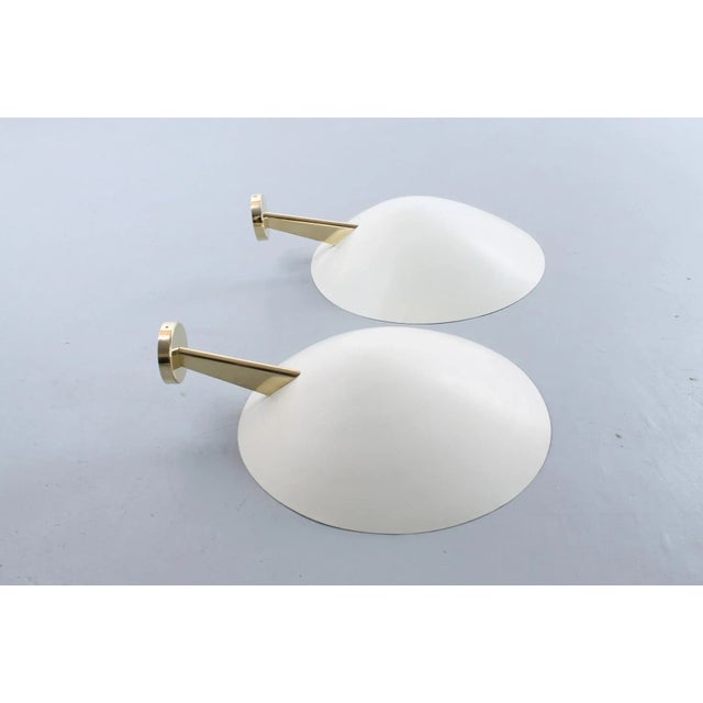 Brass & White 131 Sconces by Giuseppe Ostuni for Oluce, 1950s, Set of 2 For Sale - Image 15 of 18