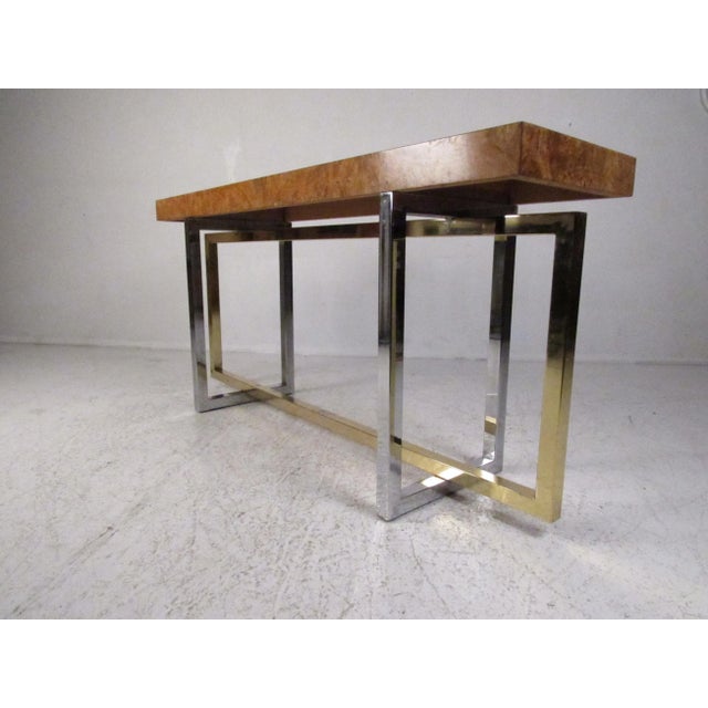 Wood Mid 20th Century Mid-Century Olive Burl Console Table For Sale - Image 7 of 12
