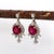 Art Deco 8mm, 5.6cts Madagascar Ruby & Natural Diamonds Dangle Earrings in Solid 14k Gold- 2 pieces For Sale - Image 3 of 5