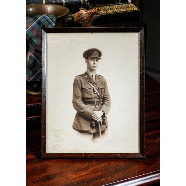 Traditional Fascinating World War I Framed Antique Studio Photograph of British Soldier in Uniform Militaria Home Decor For Sale - Image 3 of 11