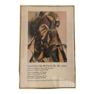 1980s "Master Drawings by Picasso" Fogg Art Museum Exhibition Poster, Framed For Sale