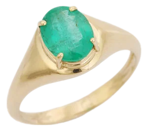 Vintage Style Oval Emerald Chunky Statement Ring Size 7