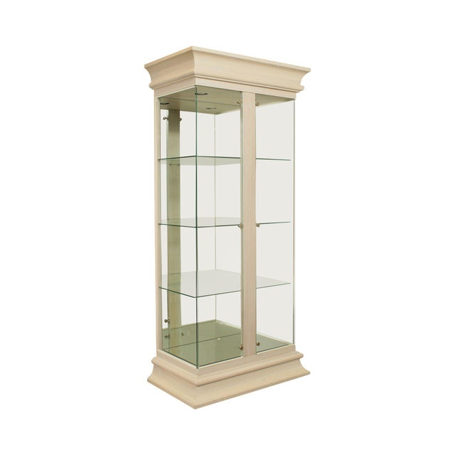 Contemporary Modern White Washed and Glass Curio Display Chairish