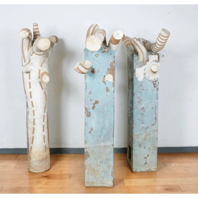 Large Concrete Vintage Set of 3 Outdoor Pedestal Decor For Sale In Los Angeles - Image 6 of 11