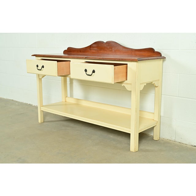 Ethan Allen American Colonial Cream Lacquered Maple Sideboard Buffet Server or Console Table For Sale In South Bend - Image 6 of 15
