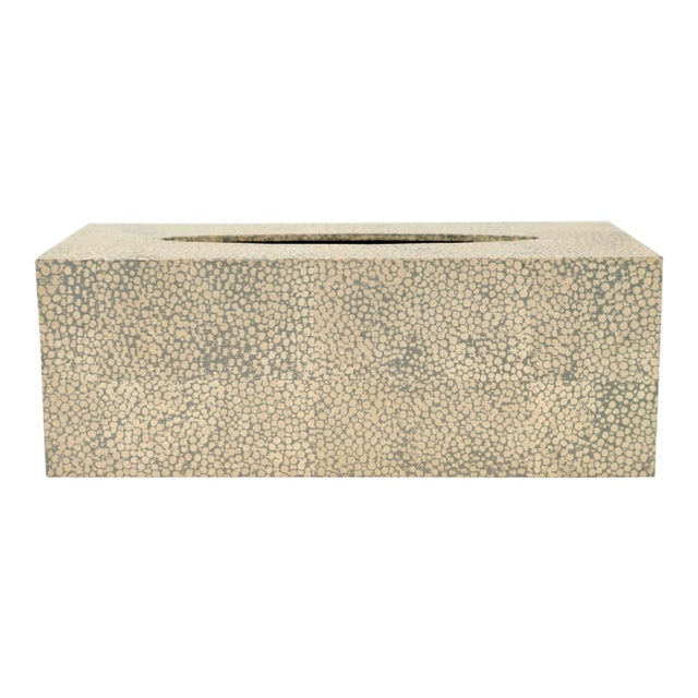 1990s Contemporary Faux Sharkskin Long Rectangular Tissue Box Cover For Sale