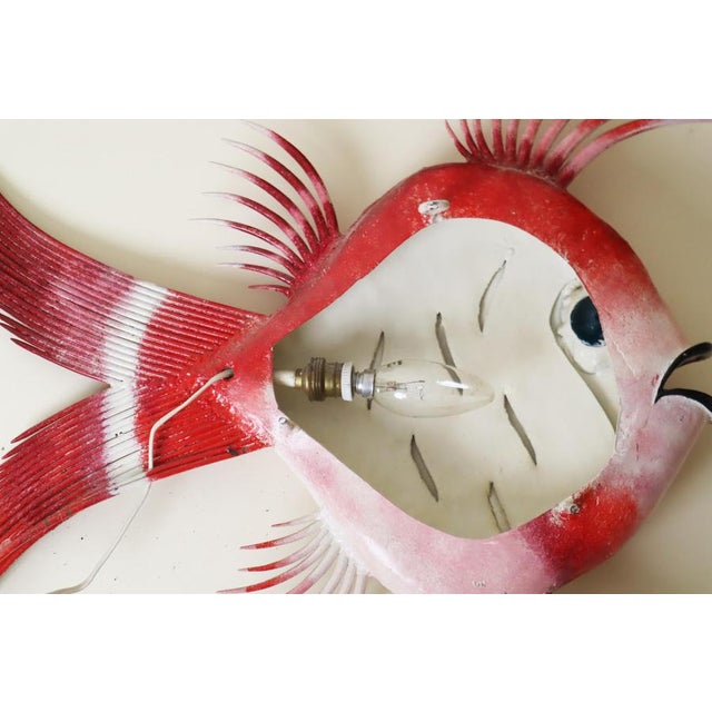 Glass Mid-Century Red Fish with Aquamarine Eye Wall Light, 1950s For Sale - Image 7 of 14
