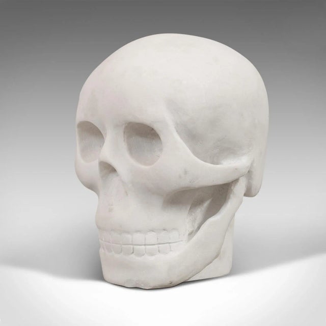 English 20th Century Marble Skull Decorative Ornament For Sale - Image 3 of 11