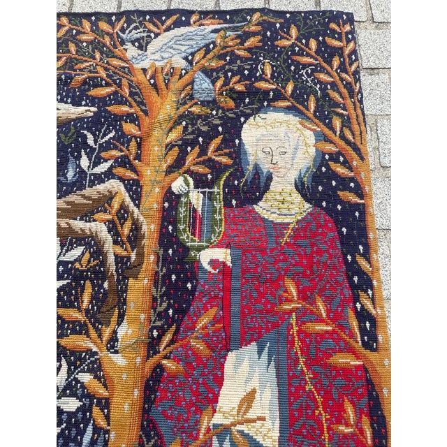 1970s Mid-Century French Needlepoint Aubusson Medieval Tapestry, 1970s For Sale - Image 5 of 18