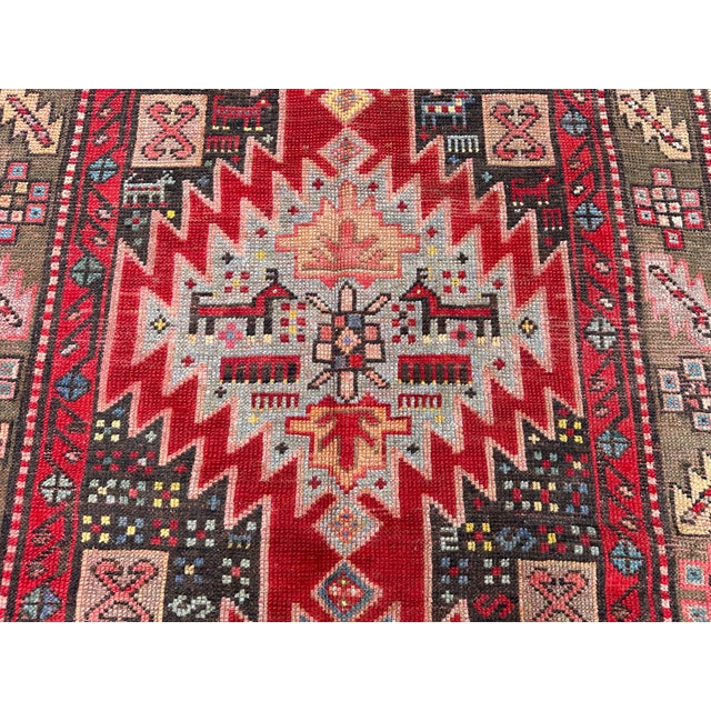 Antique Caucasian Karabagh Hand-Knotted Wool Runner - 10'3" X 3'10" For Sale - Image 6 of 15