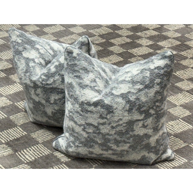 Design Plus Gallery presents a pair of Abstract Bespoke Alpaca Wool Throw Pillows. The alpaca wool textile shows an...