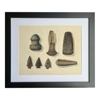 Antique Color Lithograph of Celts and Arrowheads Found Near Halifax. For Sale