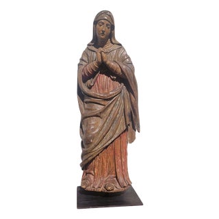Italian Artist, Virgin in Prayer, 1800s, Polychrome and Wood For Sale