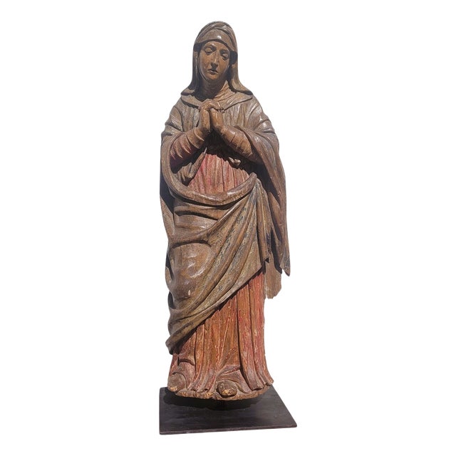 Italian Artist, Virgin in Prayer, 1800s, Polychrome and Wood For Sale