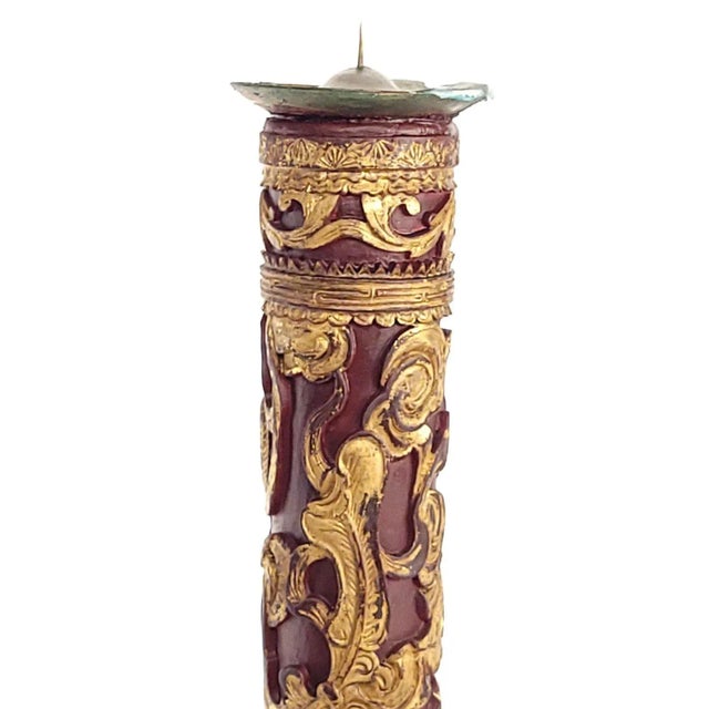 Gold Pair of Chinese Giltwood Candle Stands, Circa 1830 For Sale - Image 8 of 10