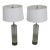 Mid-Century Modern Chrome & Patterned Glass Column Lamps - 1970's - a Pair For Sale