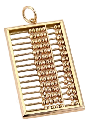 18k Rose Gold Abacus Calculator Long Rectangular Pendant