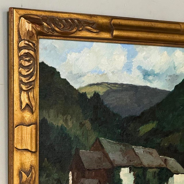Framed Oil Painting on Canvas by Pierre Colson (1930-?) 'Farmhouse in the Ardennes' For Sale - Image 14 of 16