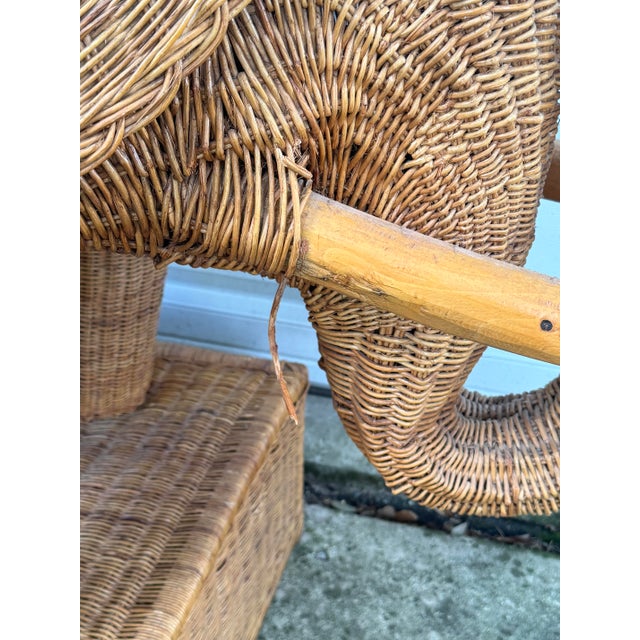 Wood Monumental Vintage Wicker Elephant Bar For Sale - Image 7 of 12