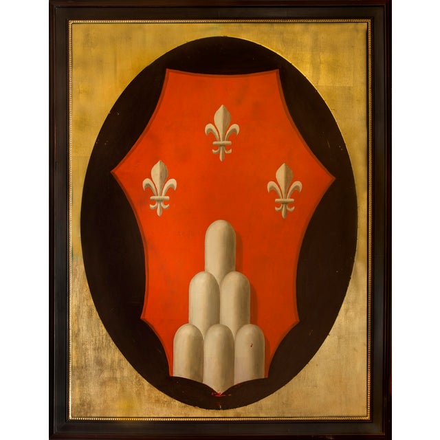 Italian Oval Coat of Arms, 1890s, Oil on Canvas & Gold Leaf For Sale - Image 14 of 14