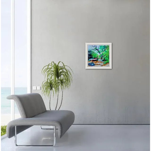 Metal Joe's Boat and the Monkeypod Tree - Oil Impressionist Painting For Sale - Image 7 of 7