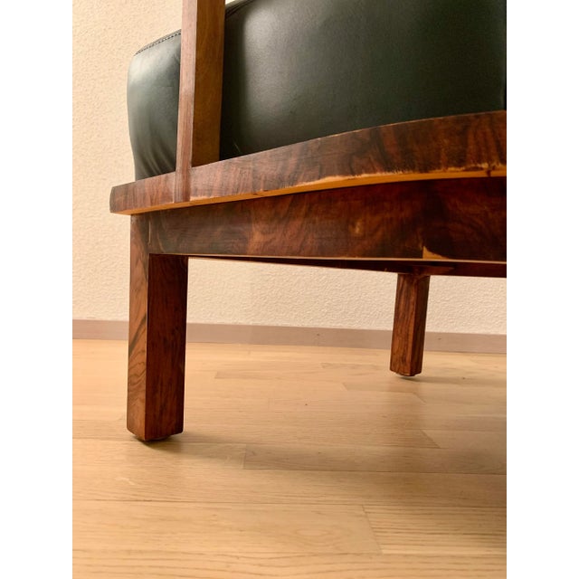 Black Art Deco Leather Chair, 1920s For Sale - Image 8 of 15