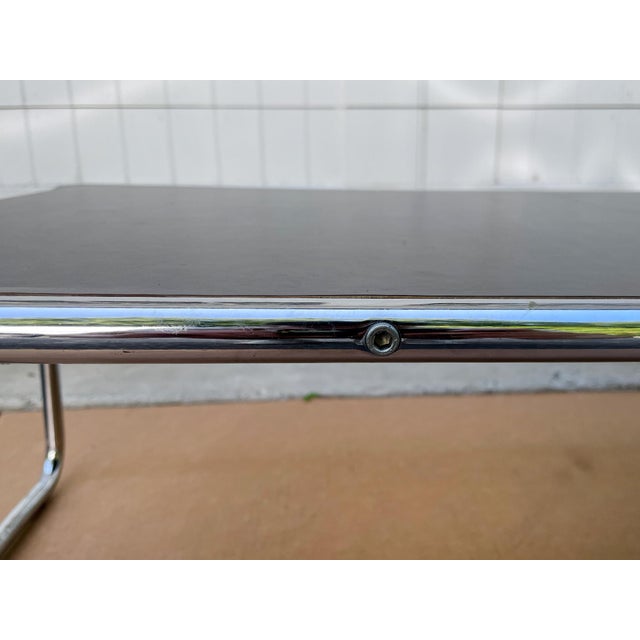 Wood Chromed Steel Frame Coffee Table in the Style of Marcel Breuer For Sale - Image 7 of 12