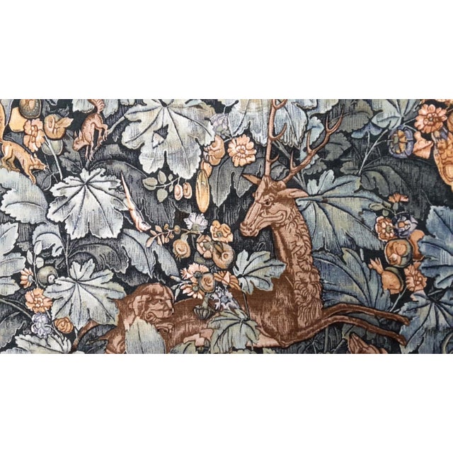 1950s Feuilles De Choux Audenarde Style Tapestry With Deer For Sale - Image 5 of 9