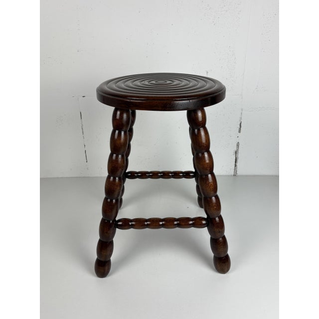 Mid-Century Turned Wood Bobbin Stool in the style of Charles Dudouyt, France, 1950s For Sale - Image 18 of 18