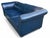 Navy Blue 1960s Navy Blue Leather Roll-Arm Sofa With Brass Nailhead Trim and Wooden Bun Feet For Sale - Image 8 of 12