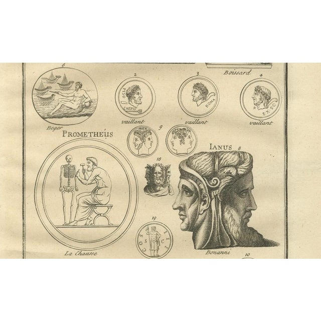 Early 18th Century Montfaucon, Oceanus, Saturn, Prometheus and Janus, Engraving, 1721 For Sale - Image 5 of 10
