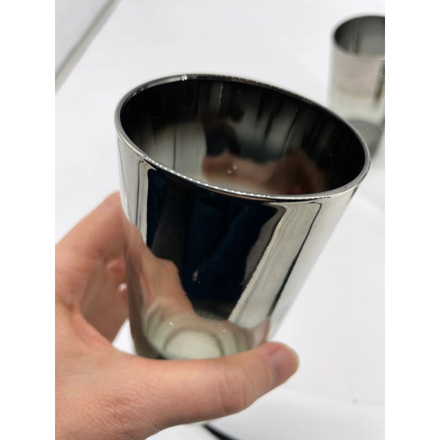 Mid-Century Modern 1960s Mid-Century Ombré Silver Mercury Tom Collins Glasses - Set of 8 For Sale - Image 3 of 7