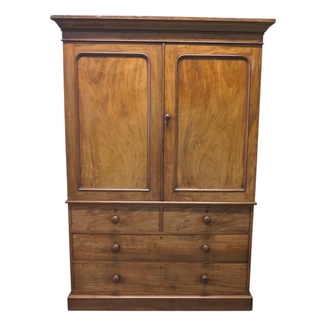 Victorian Mahogany Linen Press from Heals, 1880 For Sale