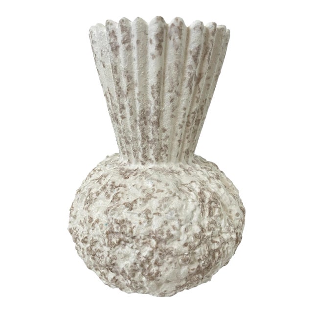 Lemieux Et Cie Textured White Brutalist Vilette Vase. Portugal. 8.25” For Sale
