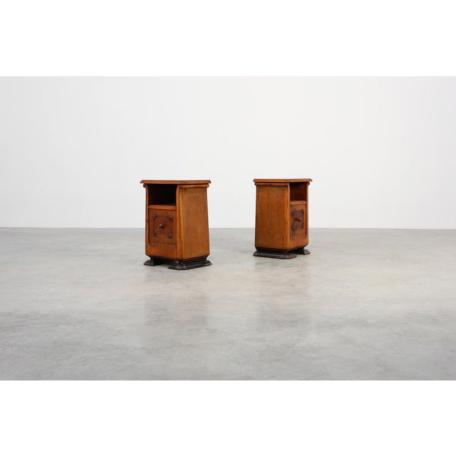 Art Deco Wooden Nightstands, Italy, 1920s, Set of 2 For Sale - Image 6 of 12