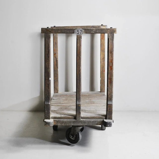 Industrial Mixed Wood Shopping Cart, 1930s For Sale - Image 6 of 7