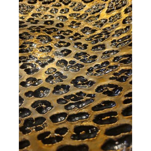 Glass Glass Leopard Oversized Ruffled Murano Style Edge Decorative Display Plate Platter For Sale - Image 7 of 7