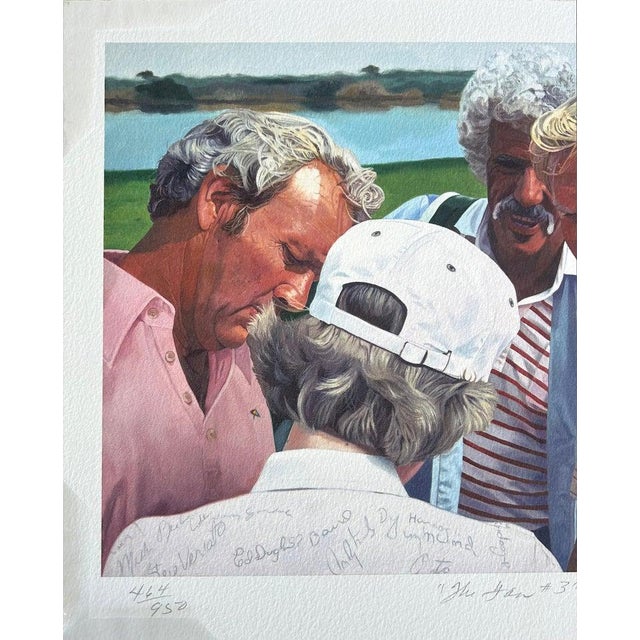 Paper 1970s Jeannie Maddox Jack Nicklaus, Arnold Palmer Golf Painting Giclee "The Fan #3" For Sale - Image 7 of 9