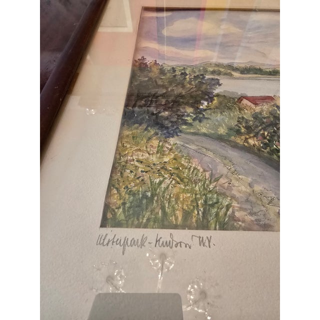 1940s Vintage Mid Century Hudson River Painting Signed, Framed For Sale - Image 12 of 12
