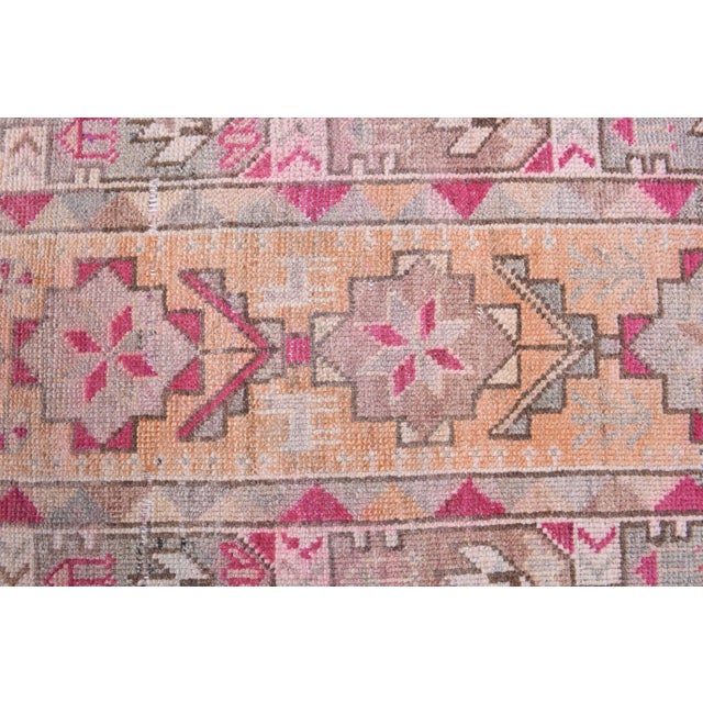 Pink 1970s Turkish Hand-Knotted Wool Cotton Pink Runner For Sale - Image 8 of 10