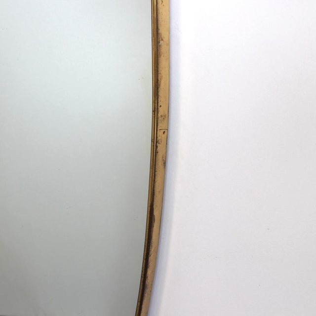 Vintage Italian Wall Mirror with Brass Frame in the style of Gio Ponti, 1960s For Sale - Image 9 of 12